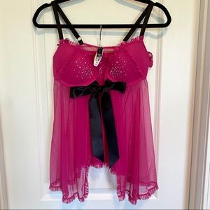 NEW Victorias Secret Rhinestone Babydoll Matching Set